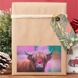 Pegatina Rectangular "Rosie de las Tierras Altas" – Retrato de Vaca de