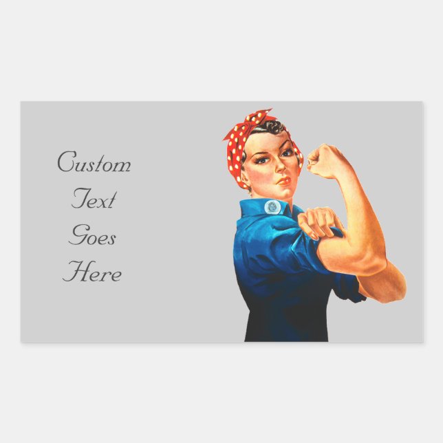 Pegatina Rectangular Rosie The Riveter Poster de la Segunda Guerra Mund (Anverso)