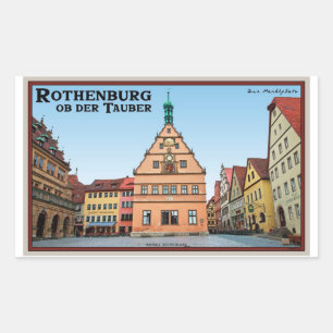Pegatina Rectangular Rothenburg od Tauber - der Marktplatz