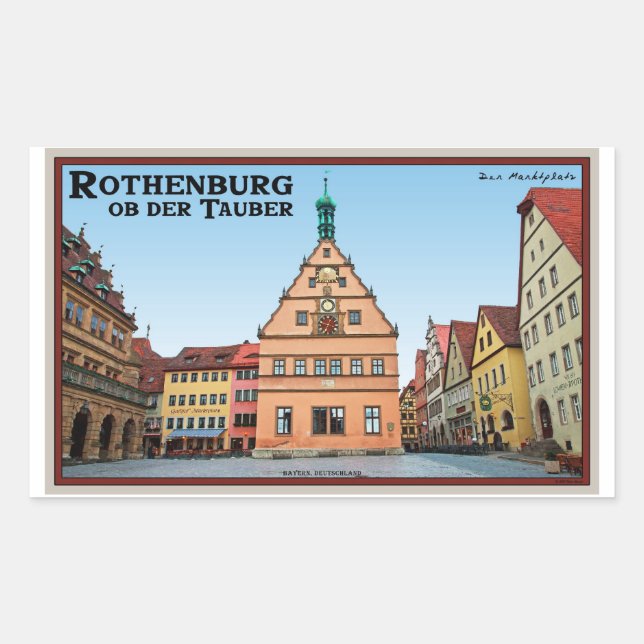 Pegatina Rectangular Rothenburg od Tauber - der Marktplatz (Anverso)