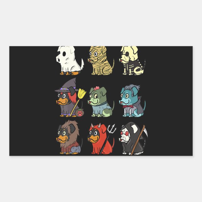 Pegatina Rectangular rottweiler disfraces aterradores regalo de hallowe (Anverso)