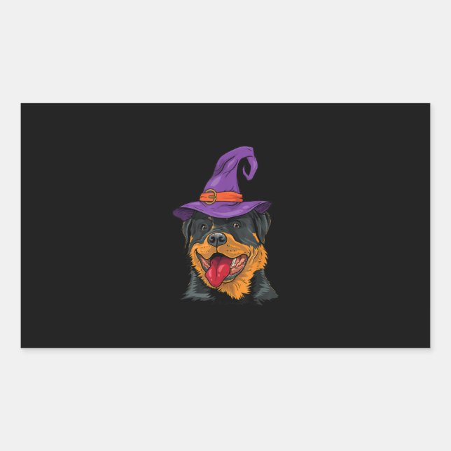 Pegatina Rectangular rottweiler halloween perro rottie (Anverso)