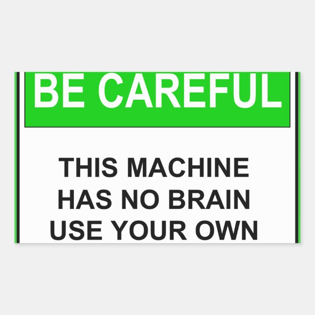 Pegatina Rectangular Rótulo de advertencia de mantenimiento divertida (Anverso)