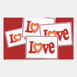 Pegatina Rectangular Rótulo de amor