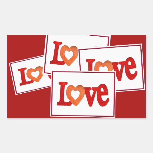 Pegatina Rectangular Rótulo de amor (Anverso)