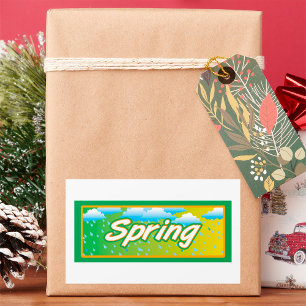 Pegatina Rectangular Rótulo de banner de primavera