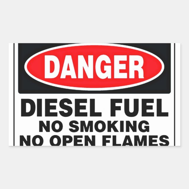 Pegatina Rectangular Rótulo de combustible diesel peligroso (Anverso)