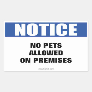 Pegatina Rectangular Rótulo de notificación sin Mascotas permitidos