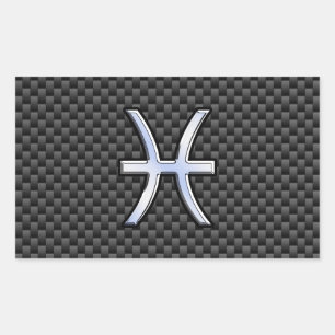 Pegatina Rectangular Rótulo de plata del zodiaco de Piscis en la