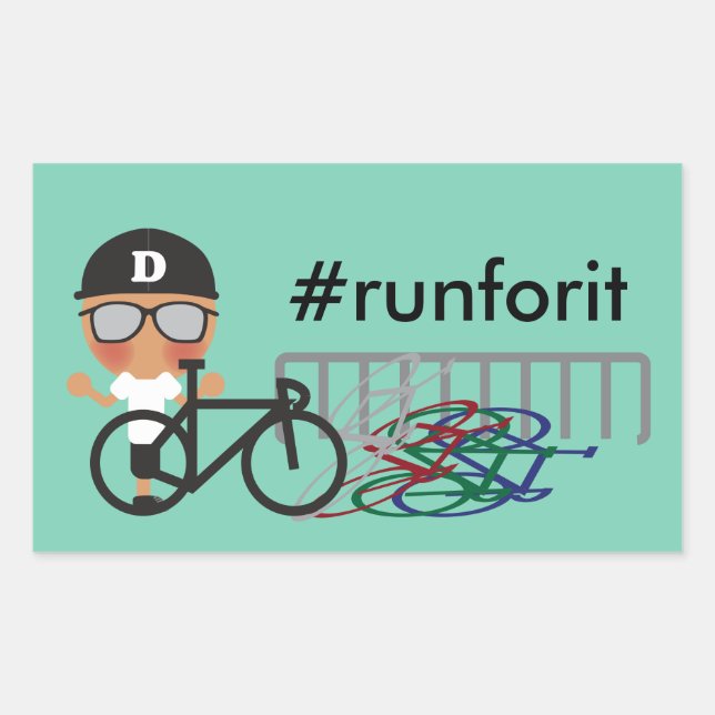 Pegatina Rectangular Rótulo fortuito de golpe accidental en bicicleta (Anverso)