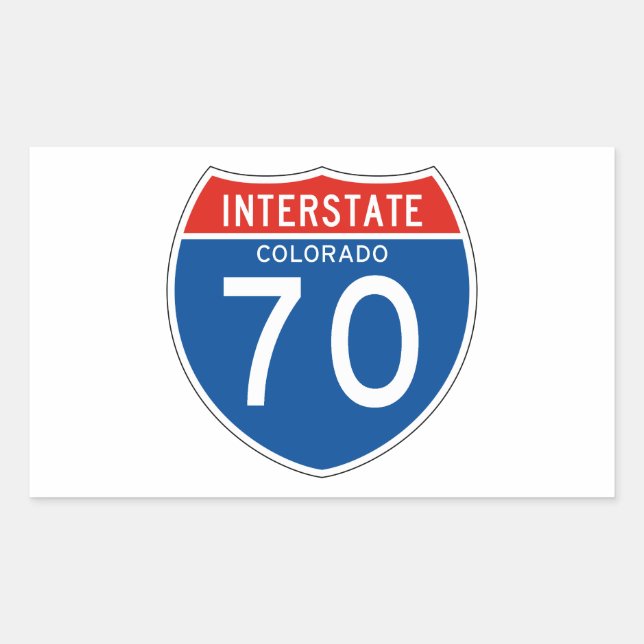 Pegatina Rectangular Rótulo Interestatal 70 - Colorado (Anverso)