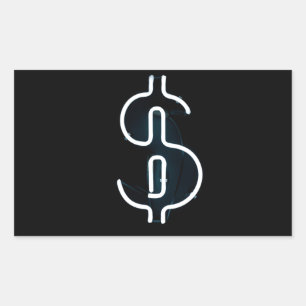 Pegatina Rectangular Rótulo Neon Dollar