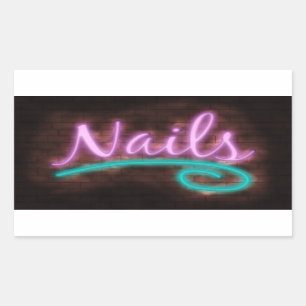 Pegatina Rectangular Rótulo Neon Nails