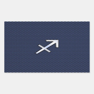 Pegatina Rectangular Rótulo Sagittarius Zodiac en impresión de fibra 
