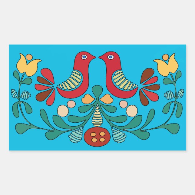 Pegatina Rectangular Rótulo sexual, Aves amorosas, (Anverso)