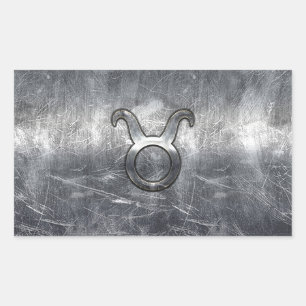 Pegatina Rectangular Rótulo Taurus Zodiac en un estilo angustiado