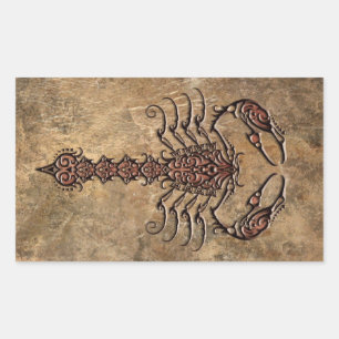 Pegatina Rectangular Rough Tribal Scorpion