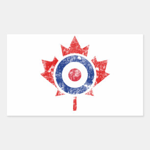 Pegatina Rectangular Roundel Canada Curling Hockey Target Grunge Ice