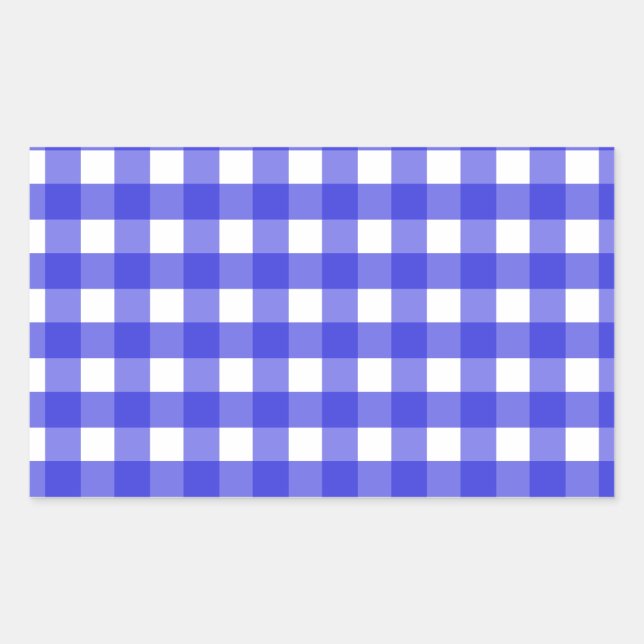Pegatina Rectangular Royal blue gingham (Anverso)