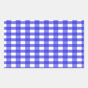 Pegatina Rectangular Royal blue gingham