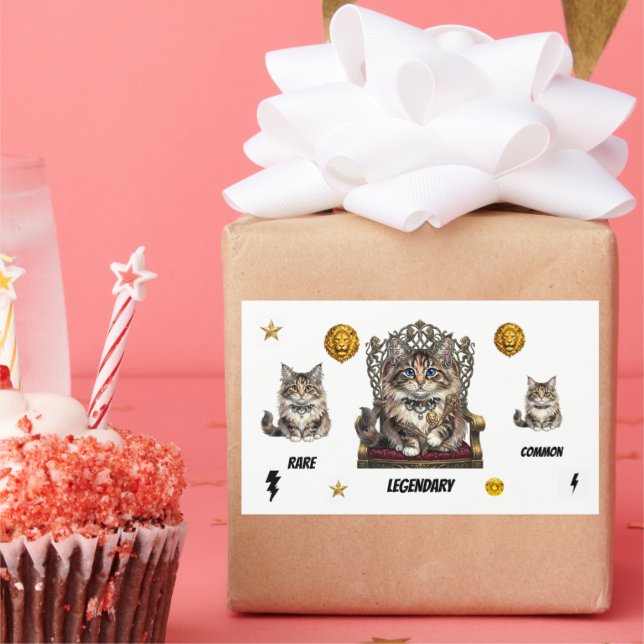 Pegatina Rectangular Royal  Cat Stickers-Common,Rare,Legendary (Fiesta)