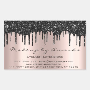 Pegatina Rectangular RSVP Extensión Makeup Salón de belleza Microblando