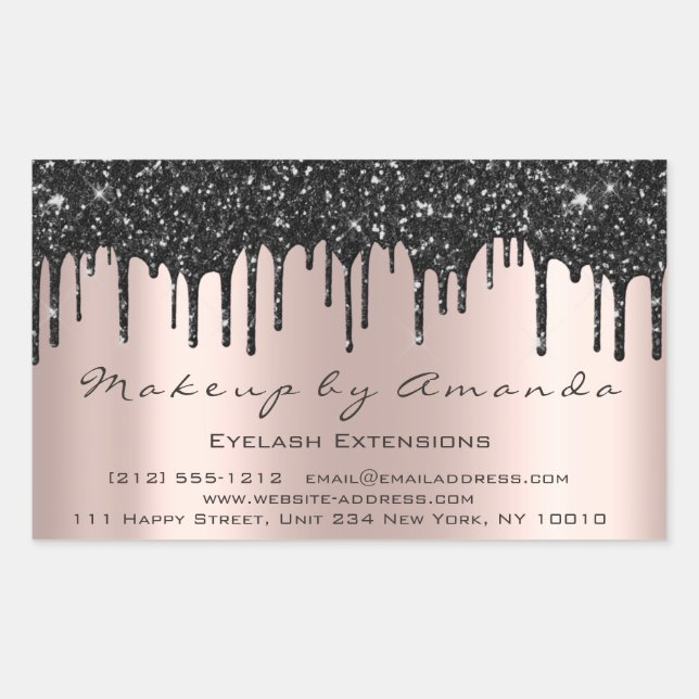 Pegatina Rectangular RSVP Extensión Makeup Salón de belleza Microblando (Anverso)