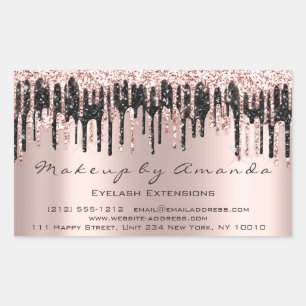 Pegatina Rectangular RSVP Extensión Makeup Salón de belleza Microblando