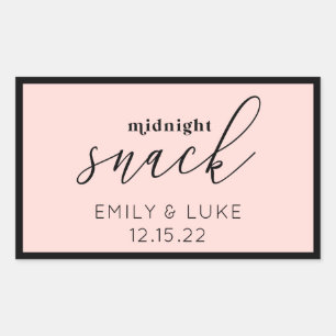Pegatina Rectangular Rubor Pink Midnight Snack Custom Wedding Square S