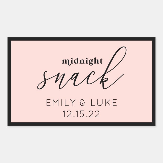 Pegatina Rectangular Rubor Pink Midnight Snack Custom Wedding Square S (Anverso)