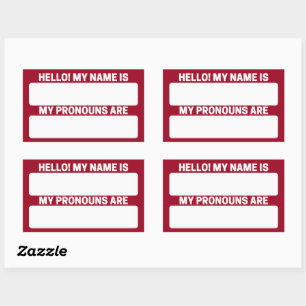 Pegatina Rectangular Ruby Red Name y Pronoun Labs