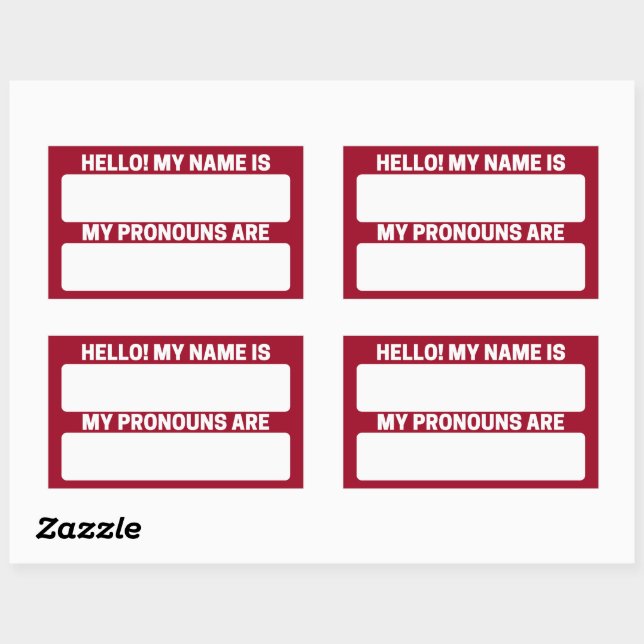 Pegatina Rectangular Ruby Red Name y Pronoun Labs (Hoja)