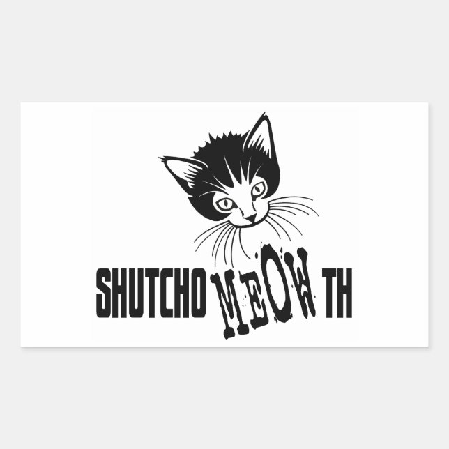 Pegatina Rectangular Rude Kitty - Cállate la boca (Anverso)