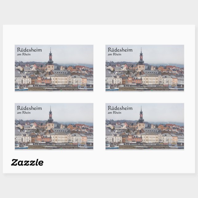 Pegatina Rectangular Rüdesheim Alemania (Hoja)