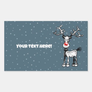 Pegatina Rectangular Rudolph el Reno