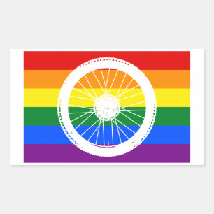 Pegatina Rectangular Rueda de ciclismo de orgullo
