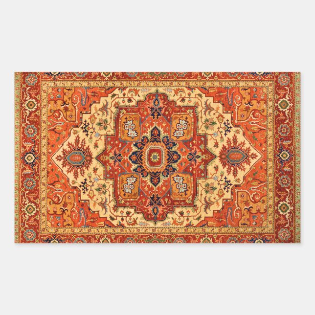 PEGATINA RECTANGULAR RUG CLÁSICO PERSA (Anverso)