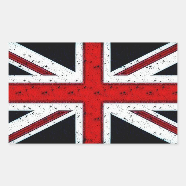Pegatina Rectangular Rugged Union Jack (Anverso)