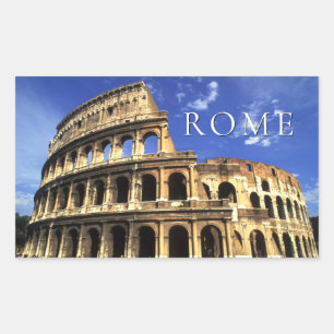 Pegatina Rectangular Ruinas Famosas del Coliseo   Roma Italia