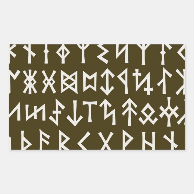 Pegatina Rectangular Runas Futhark Antiguo (Anverso)