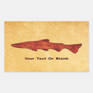 Pegatina Rectangular Rustic Trout