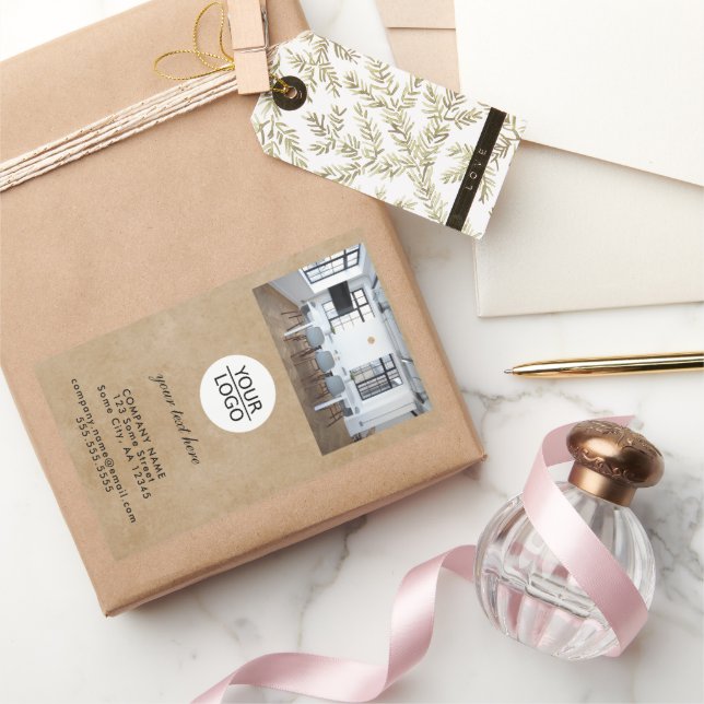 Pegatina Rectangular Rústico Añadir su logotipo Personalizado Mensajes  (Regalar)