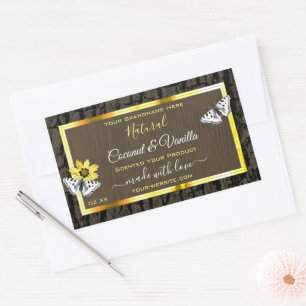 Pegatina Rectangular Rústico Grano de madera Dark Brown Etiquetas de pr