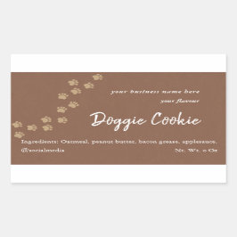 Pegatina Rectangular Rústico papel marrón paw sendero doggie cookie rec