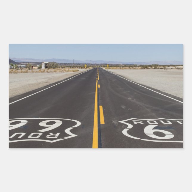 Pegatina Rectangular Ruta 66, Amboy (California, Estados Unidos) (Anverso)