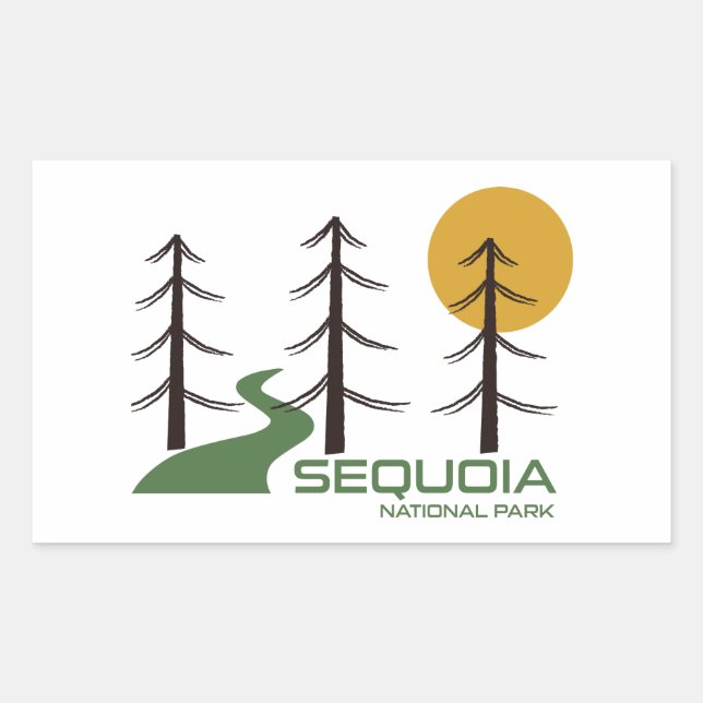 Pegatina Rectangular Ruta de California en el Parque Nacional Sequoia (Anverso)