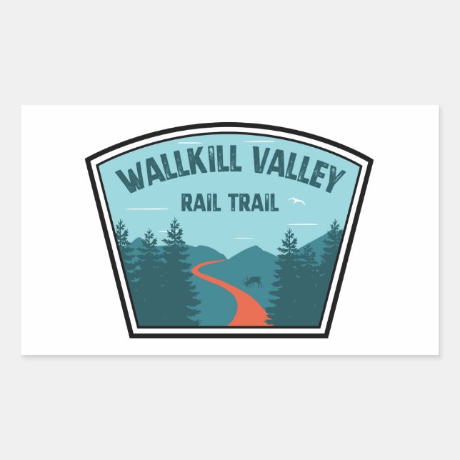 Pegatina Rectangular Ruta del Ferrocarril de Wallkill Valley (Anverso)