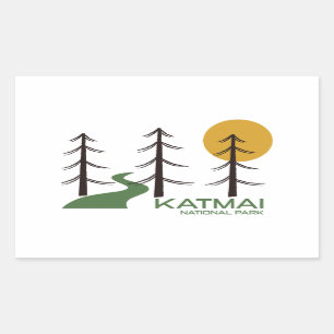 Pegatina Rectangular Ruta del Parque Nacional Katmai