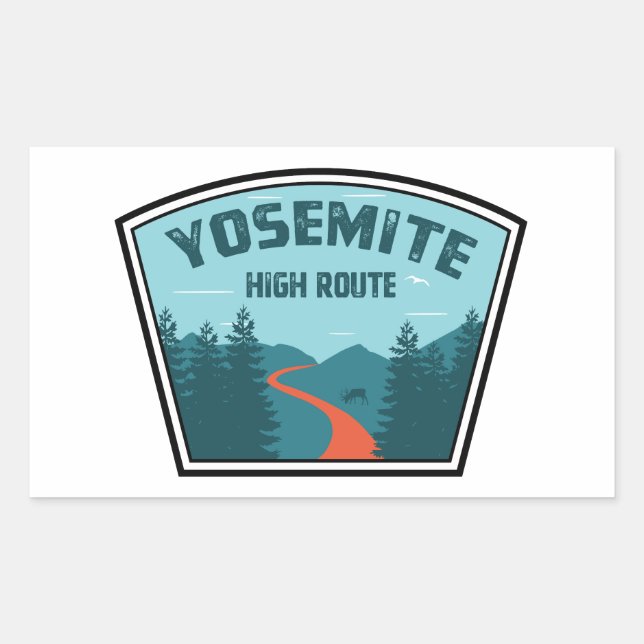 Pegatina Rectangular Ruta Yosemite (Anverso)