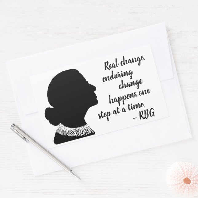 Pegatina Rectangular Ruth Bader Ginsberg Silhouette Cita (Sobre)